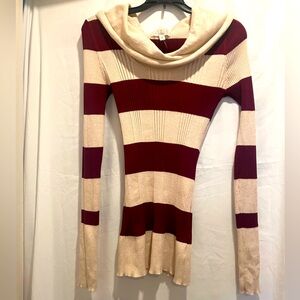 Pink Republic Red and Cream Cowl Neck Sweater